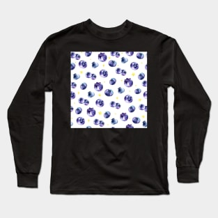 Blueberries and Stars Pattern Long Sleeve T-Shirt